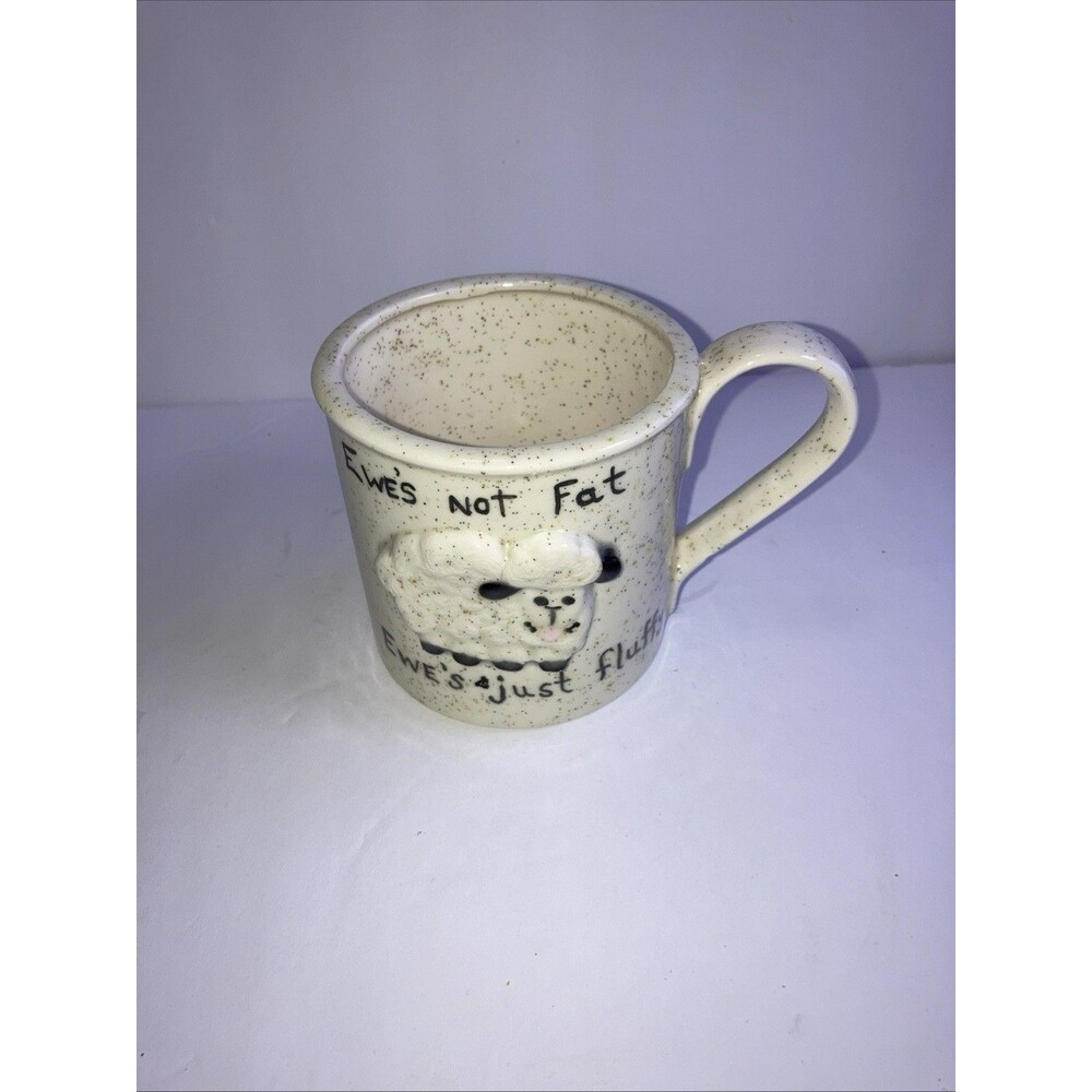 Stoneware Mug 12oz Art Pottery With Sleep Fluffy Mug, Humor Specked Finish